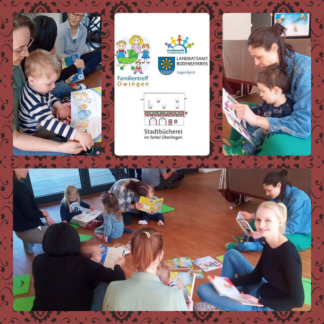 collage zu Impressionen aus der Kooperationsveranstaltung mit dem Familientreff in Owingen