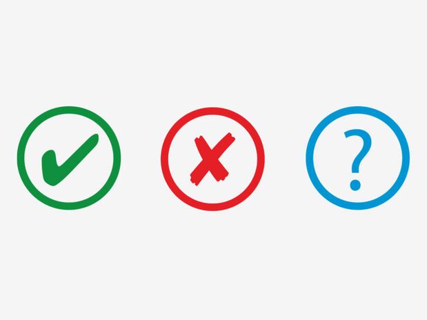 Bild mit den Icons eines blauen Fragezeichens, eines roten Kreuzes und eines grünen Häkchens zum Thema "Feedback".