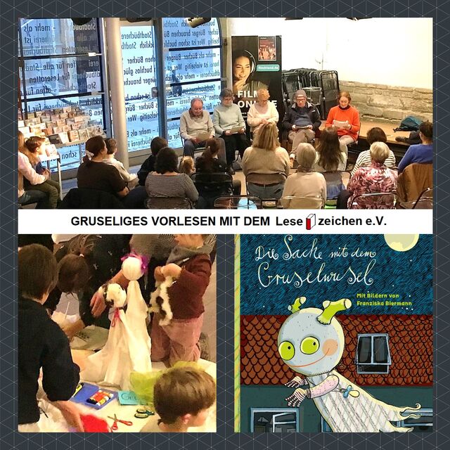 Fotocollage zur Veranstaltung "Gruselwusel" in der Stadtbücherei