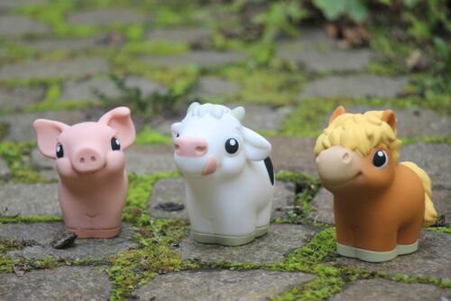 Foto von drei My First Tonies Thema. Bauernhoftiere